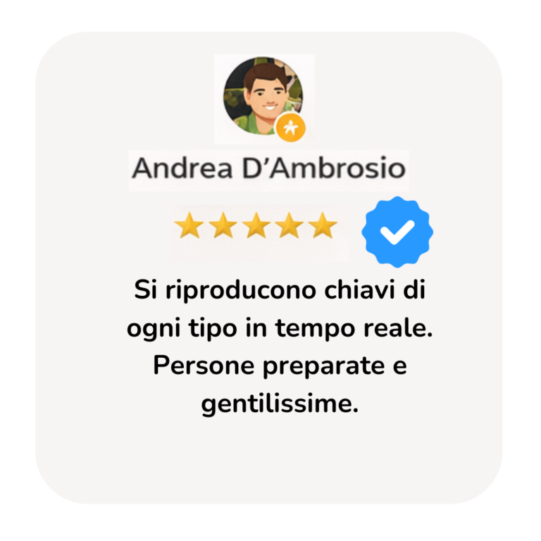 Esperienza eccezionale e personale competente. Hanno risolto ogni tipo di chiave, anche le più complesse! (10)