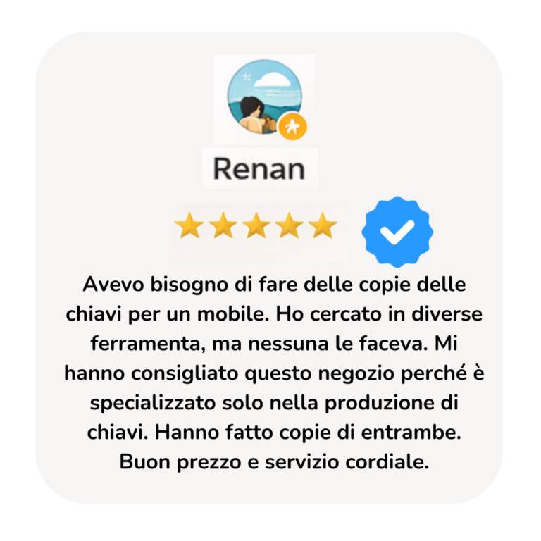 Esperienza eccezionale e personale competente. Hanno risolto ogni tipo di chiave, anche le più complesse! (9)